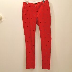 C.Wonder Red Embroidered Cotton Dolfin Trousers Size 2